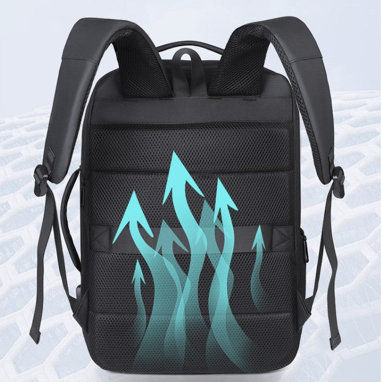 Business Backpack with Expandable Interior and Smart Safety Compartment Bowlift