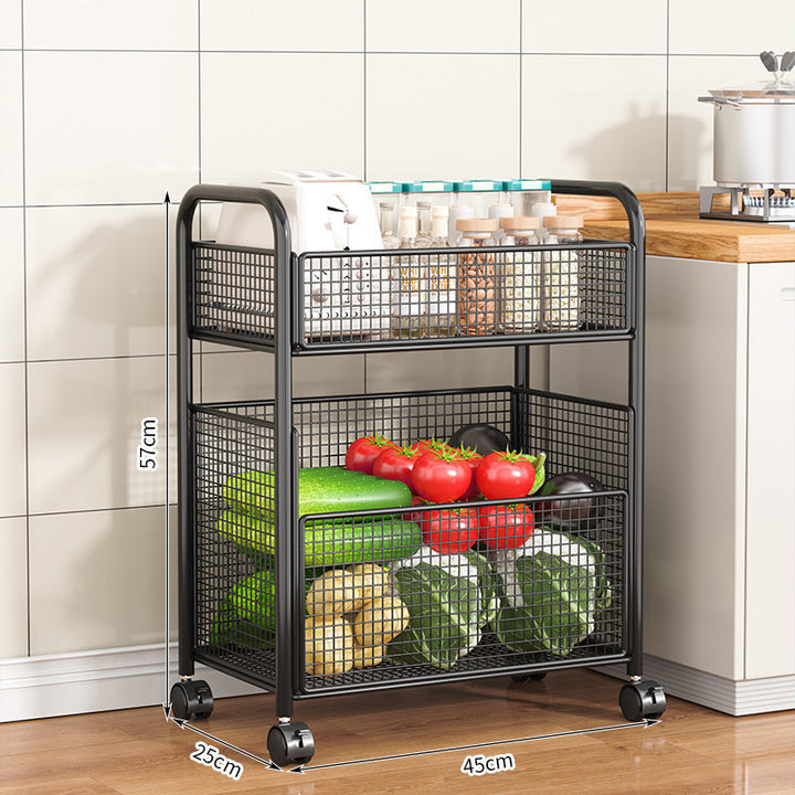 Rolling Kitchen Storage Organizer with Adjustable Mesh Baskets Bowlift