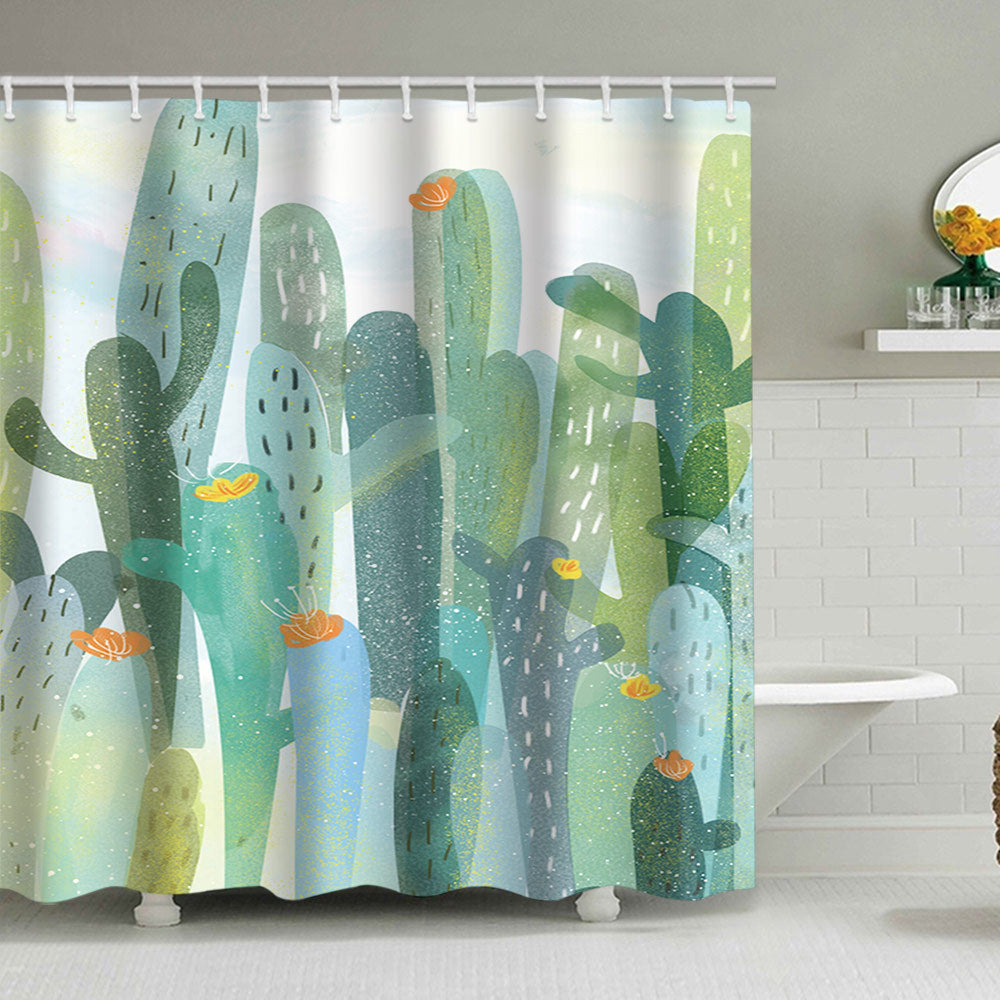 Cactus Garden-Themed Shower Curtain Bowlift