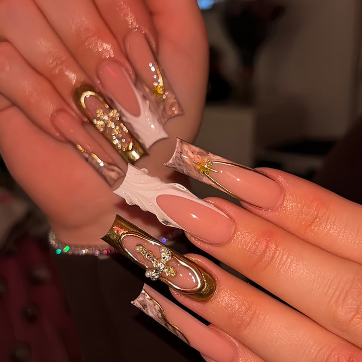 Decorative Long Press-On Nail Art Bowlift