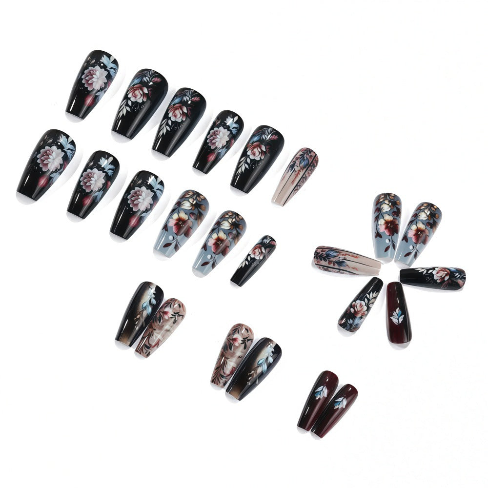 Artificial nails with floral design and luxurious finish Bowlift