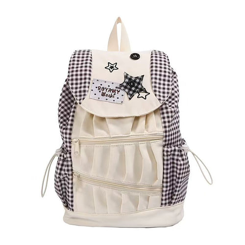 Stylish Gingham Patterned Backpack Bowlift