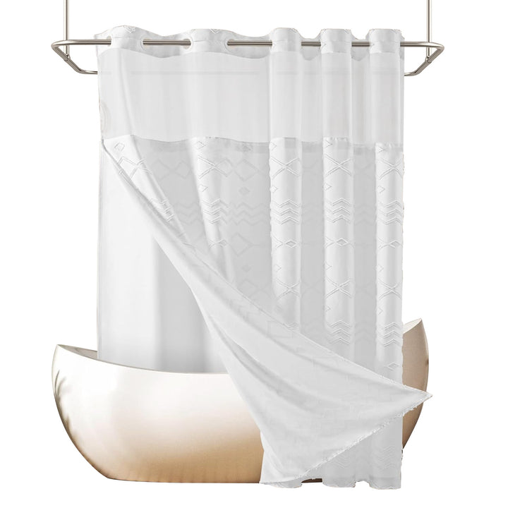 Textured Geometric Shower Curtain Bowlift