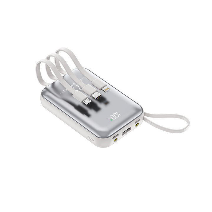 Portable power bank with integrated charging cables and fast charging function Bowlift