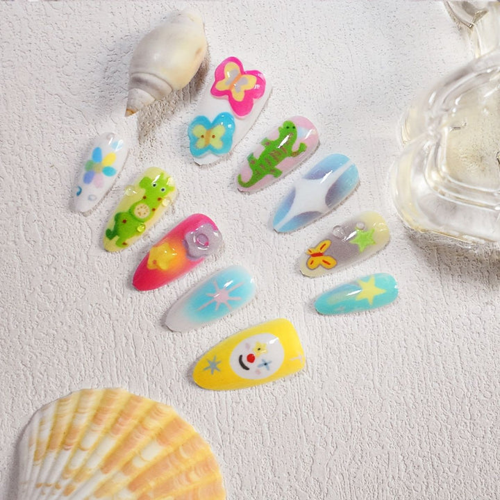 Playful Themed Press-On Nail Art Set Bowlift