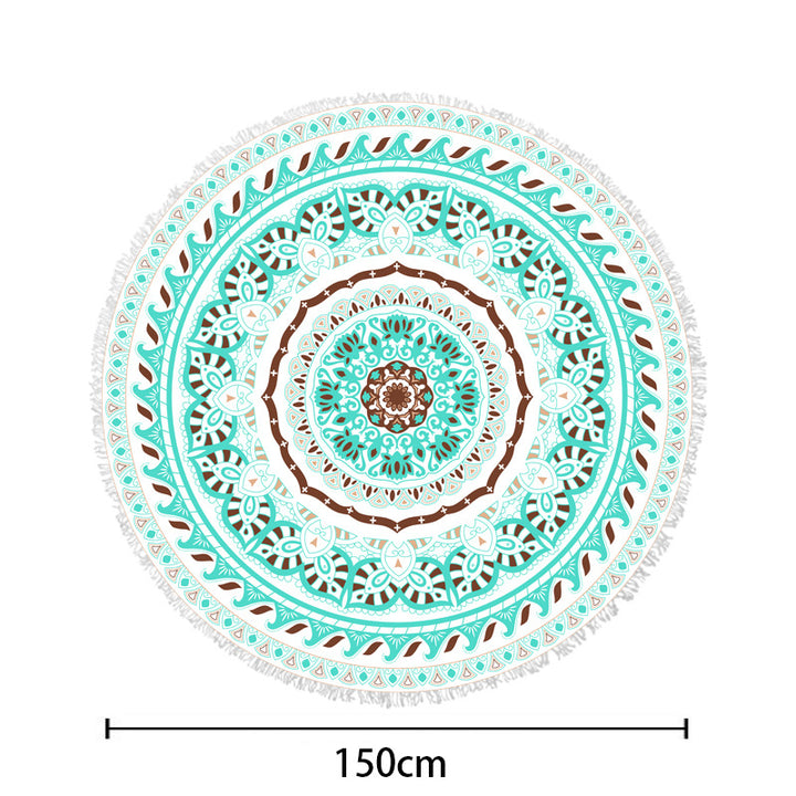 Round beach blanket with floral watercolor motifs Bowlift