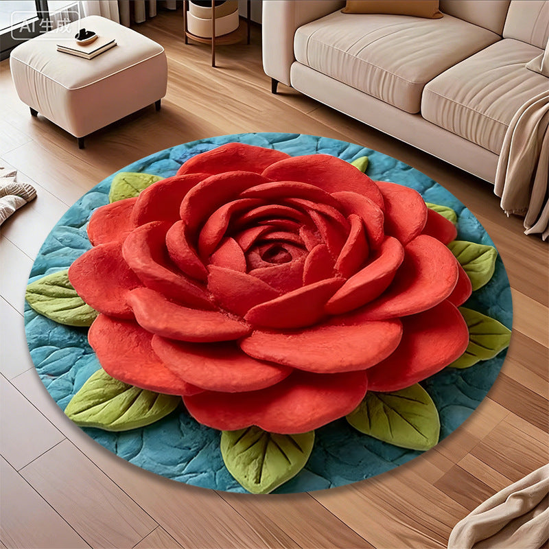 3D Flower-Themed Area Rug