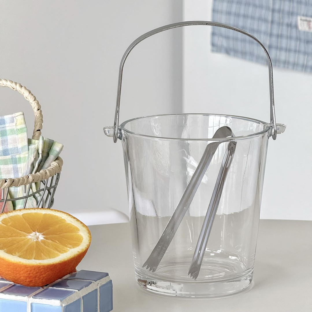 Smiley Ice Bucket with Metal Handle and Stainless Steel Tongs Bowlift