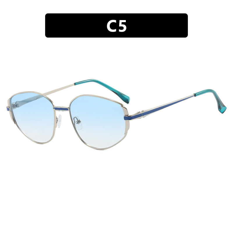 Women modern geometric sunglasses with stylish metal frame Bowlift