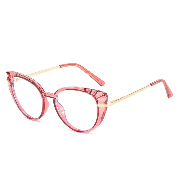 Women's Cat-Eye Prescription Glasses with Glossy Plastic Frame and Gold Accents Bowlift