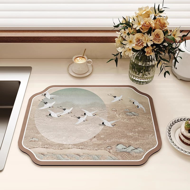 Botanical-Themed Kitchen Counter Mat