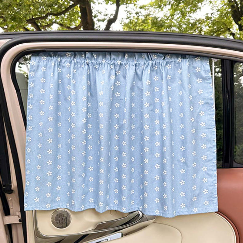 Unisex nan sun protection car curtain with elastic fastening strap and opaque cotton blend Bowlift