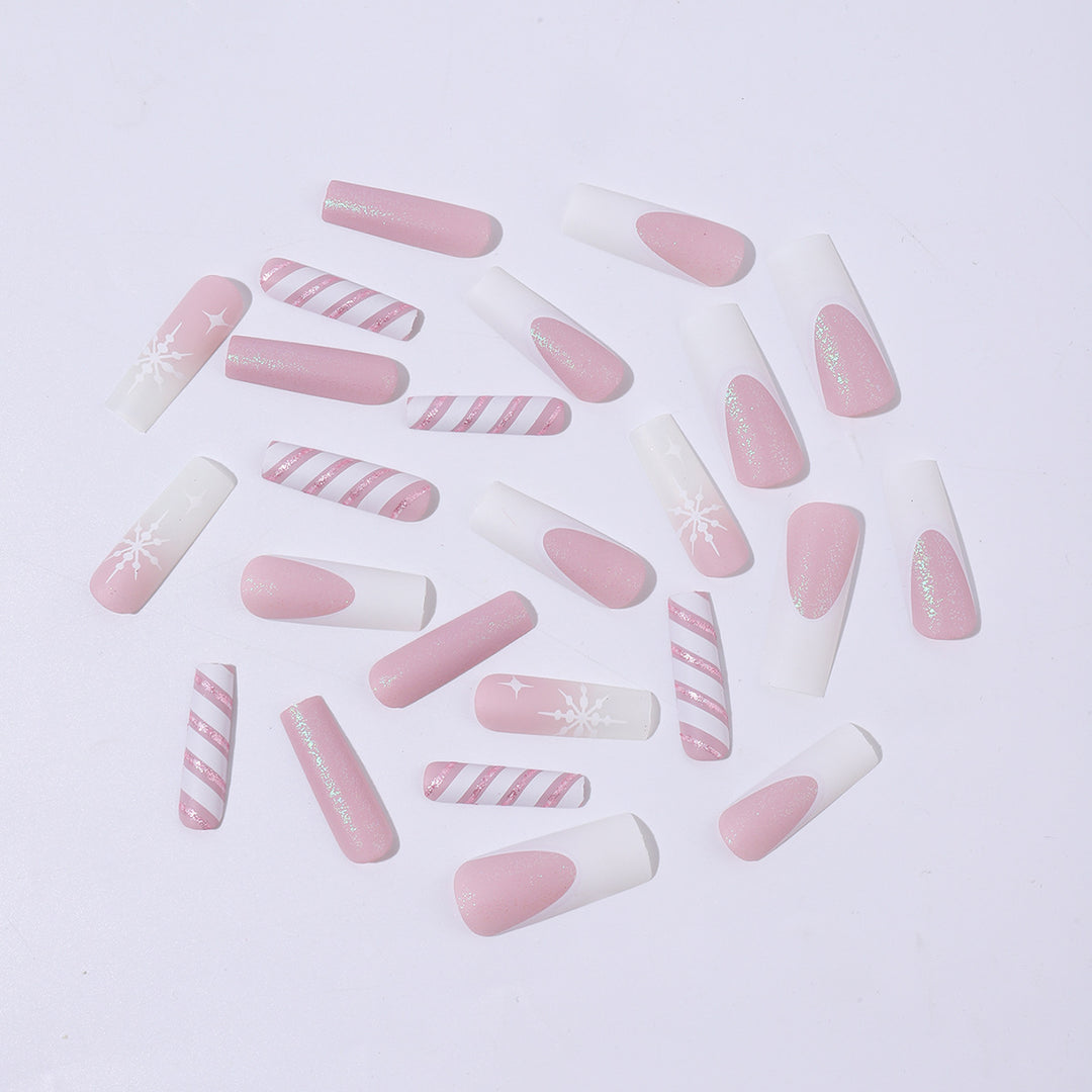 Creative Nail Art Set with Festive Candy Cane Design and Glittering Accents Bowlift