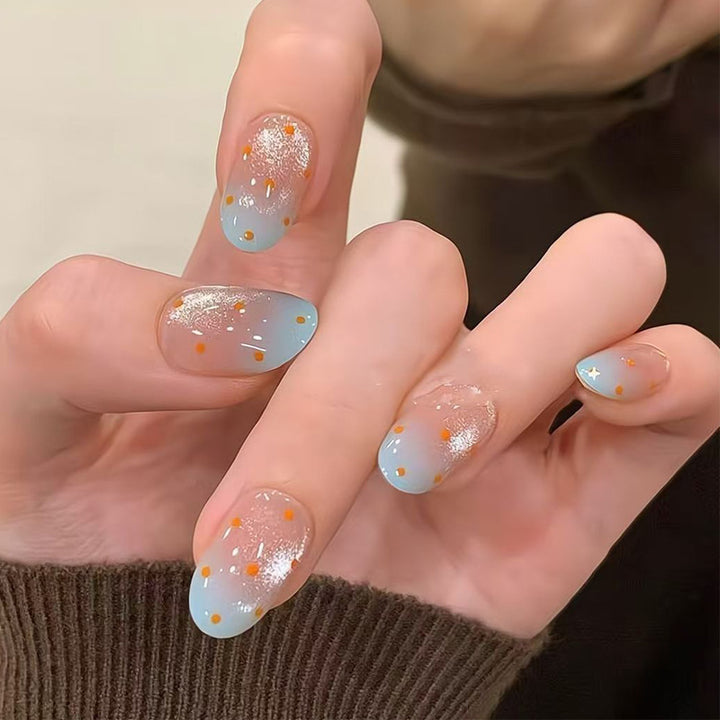 Decorative Press-On Nail Art with Ombre Design Bowlift