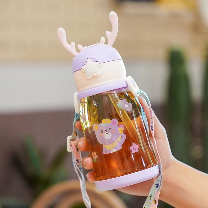 Women Glass Drinking Bottle with Secure Lid Bowlift