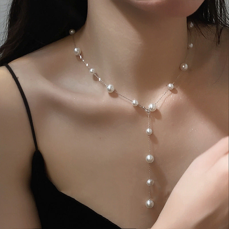 Pearl Drop Lariat Necklace Bowlift