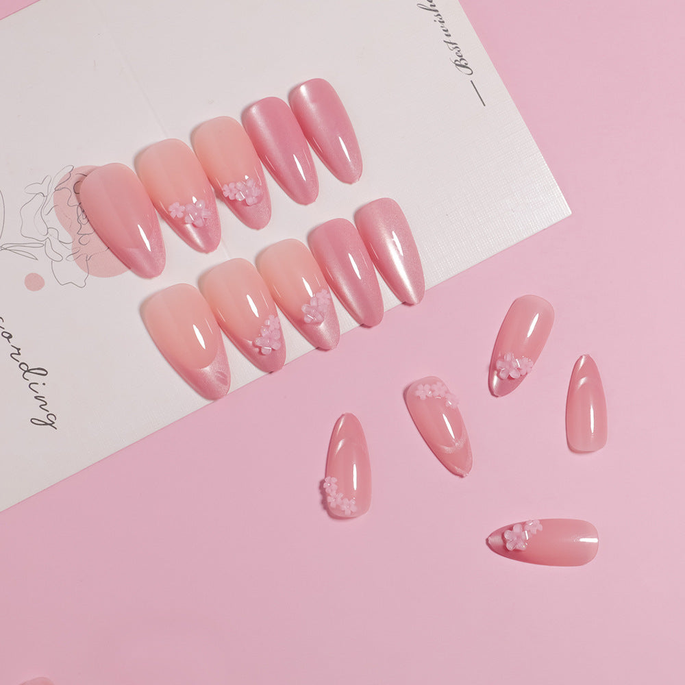Floral Accent Almond-Shaped Press-On Nails Bowlift