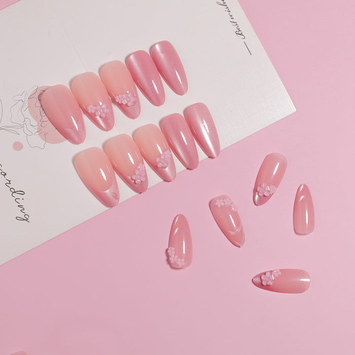 Floral Accent Almond-Shaped Press-On Nails Bowlift