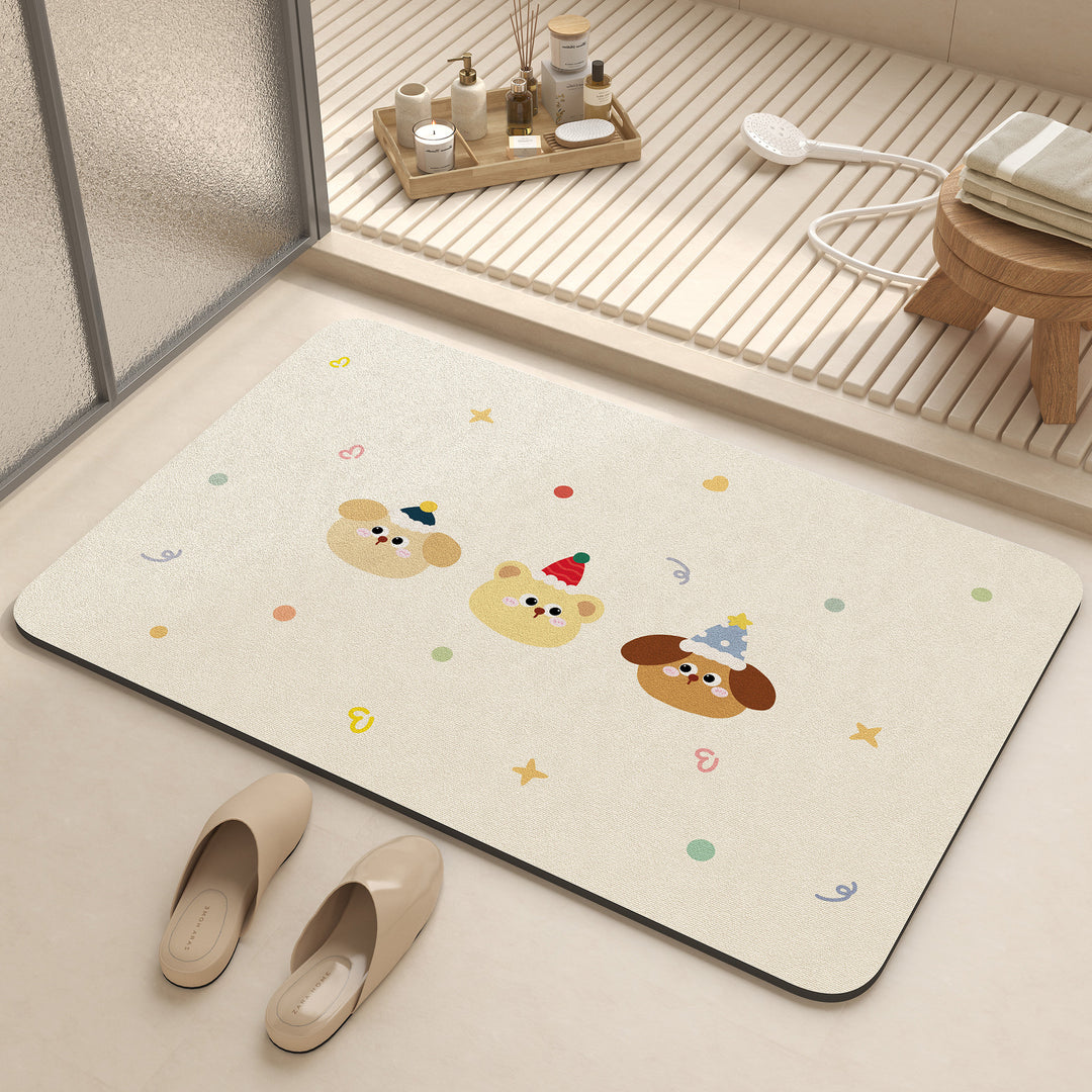 Playful Cartoon Dog-Themed Bath Mat Bowlift