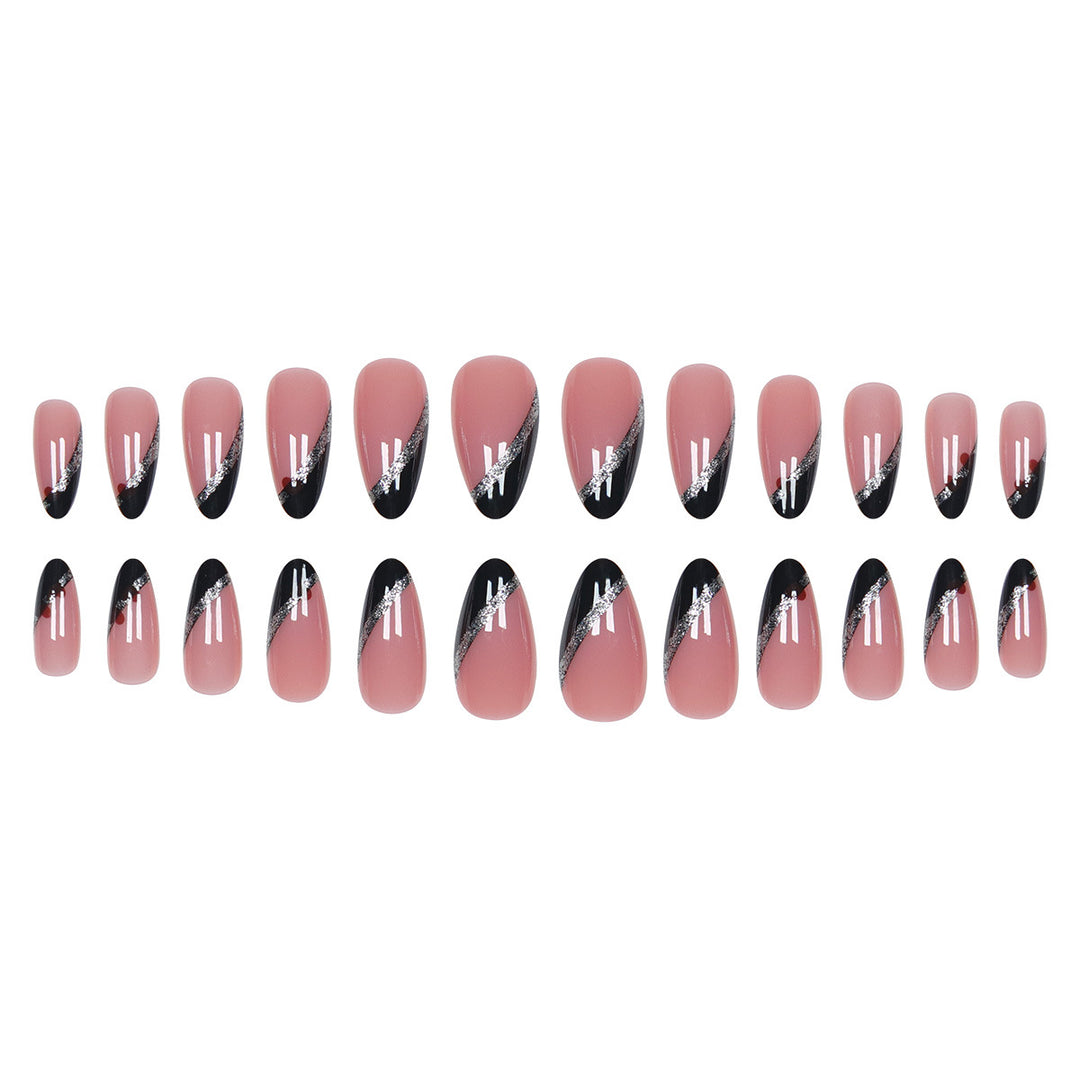 Elegant Stiletto Press-On Nails with Glitter Accents Bowlift