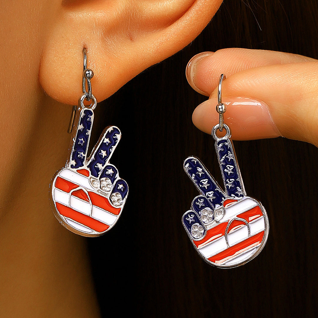 Women's nan patriotic novelty dangle hook earrings with laser-printed wooden fireworks charm Bowlift