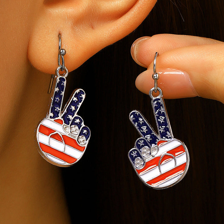 Women's nan patriotic novelty dangle hook earrings with laser-printed wooden fireworks charm Bowlift