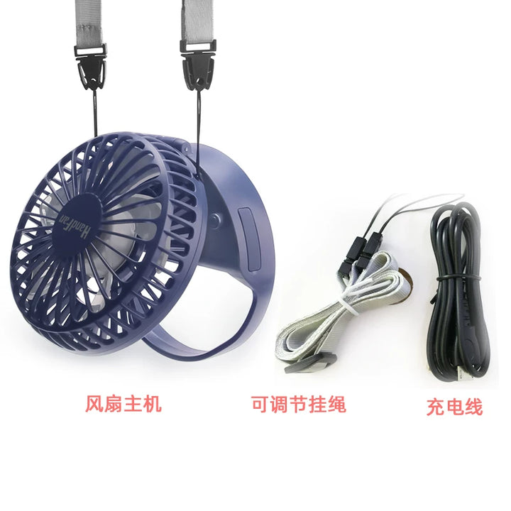 Unisex one size compact foldable rechargeable USB personal fan with adjustable tilt head and lanyard Bowlift