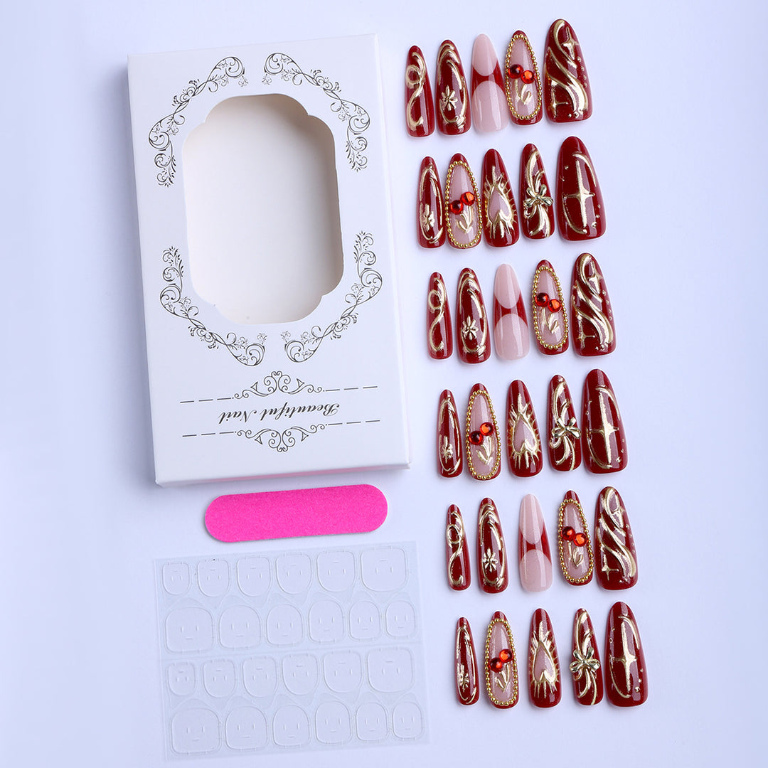 Artificial nails with elegant gold design Bowlift