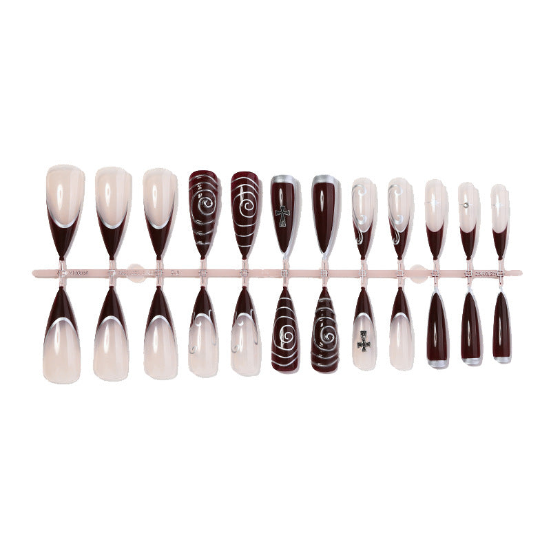 Artistic Stiletto Press-On Nails Set with Elaborate Designs Bowlift