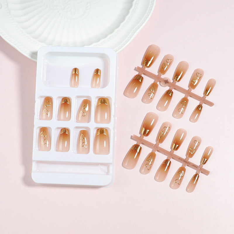 Premium Heart-Embellished Press-On Nail Set Bowlift