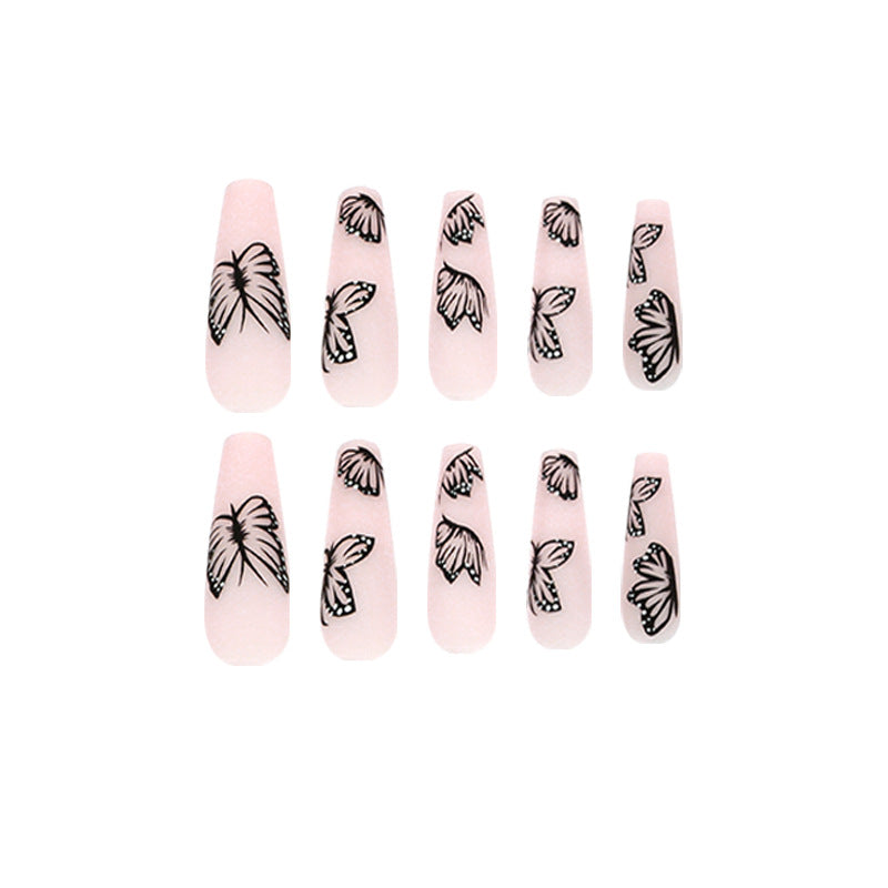 Artistic Nail Extensions with Butterfly Design Bowlift