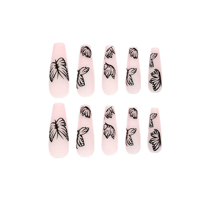 Artistic Nail Extensions with Butterfly Design Bowlift