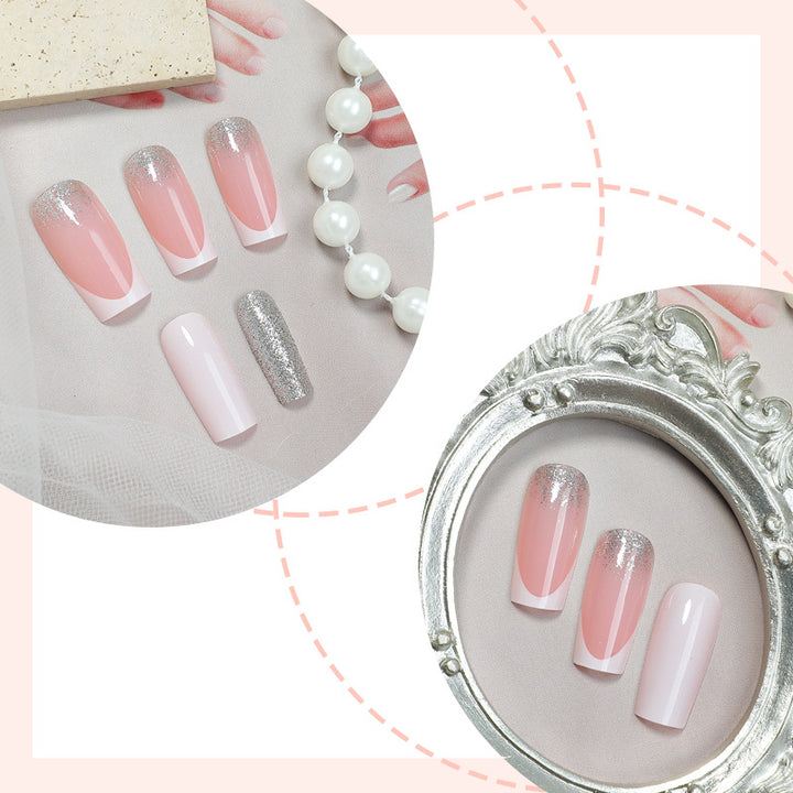 Elegant Press-On Nail Set with Glittering Tips Bowlift