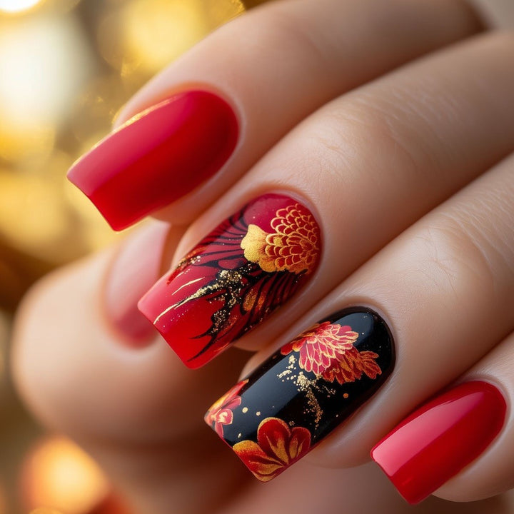 Artistic Nail Tips in Floral Design Bowlift