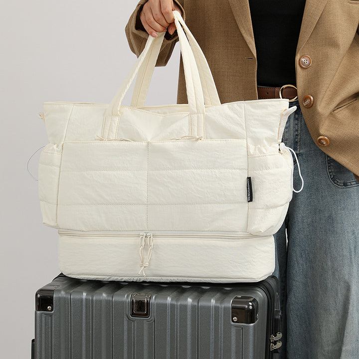 Multi-Pocket Quilted Laptop Tote
