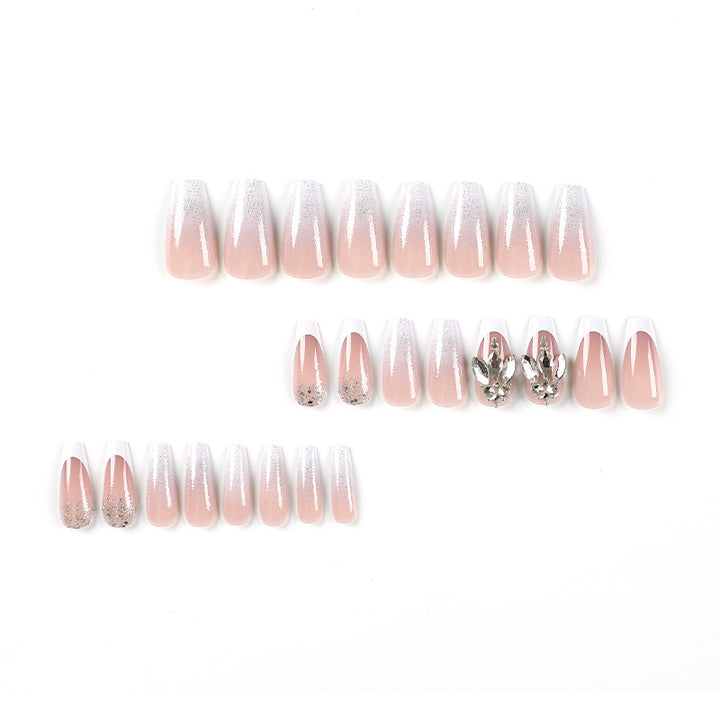 Artful Nail Art with Glitter and Jewelry Details Bowlift