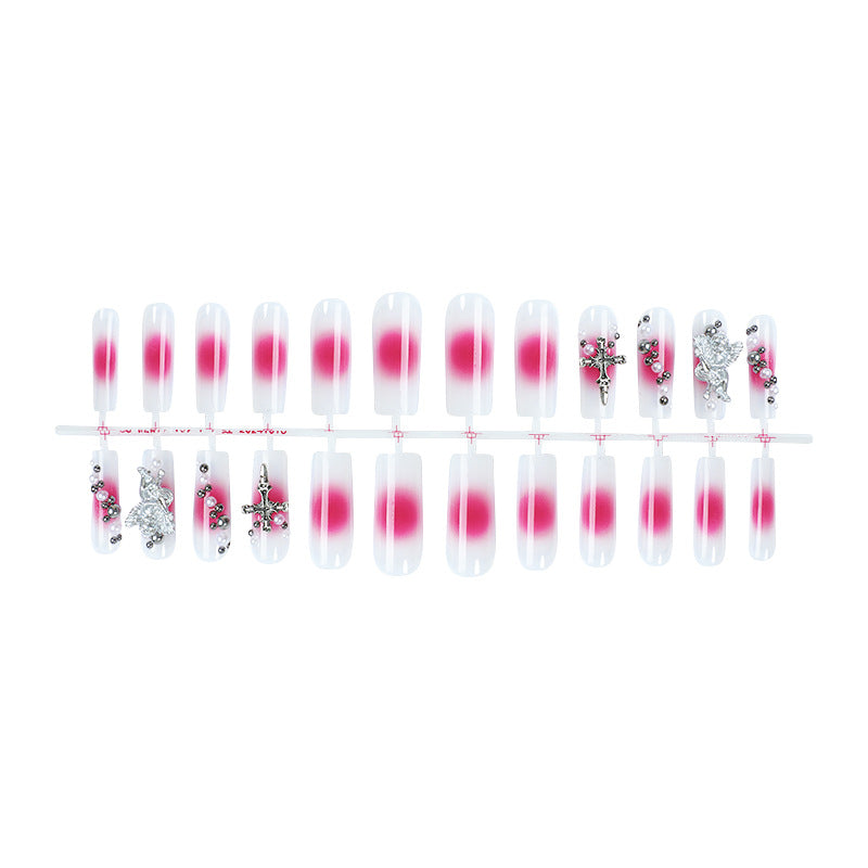 Decorative Nail Art Press-On Nails Set with Elegant Gem Accents Bowlift