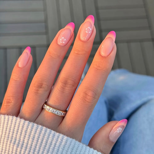 Floral French Tip Press-On Nails Bowlift