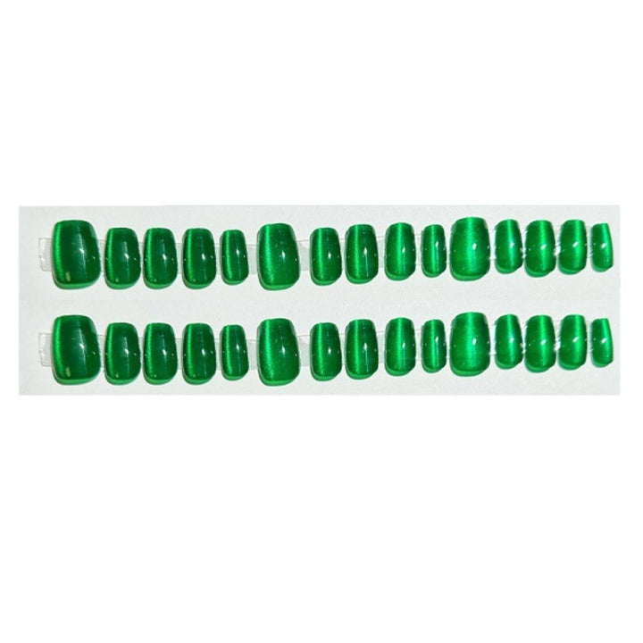 Glossy Emerald Press-On Nail Art Bowlift
