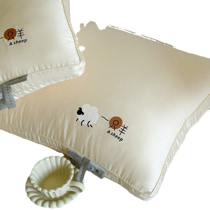 Decorative cushion with extra soft microfiber filling and sheep embroidery Bowlift
