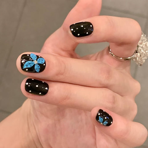 Artistic Hand-Painted Floral Press-On Nails Bowlift