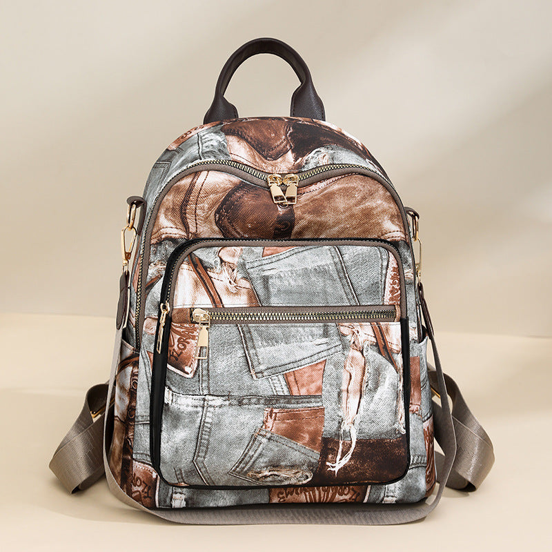 Stylish Denim Pattern Backpack Bowlift