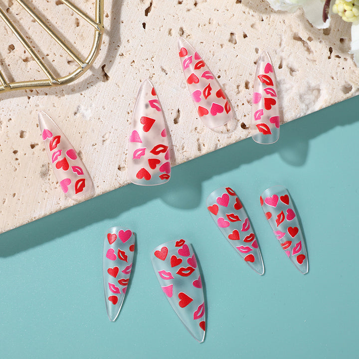 Artificial nail tips with heart motifs Bowlift