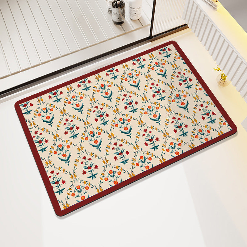 Vintage Floral Pattern Bath Mat Bowlift