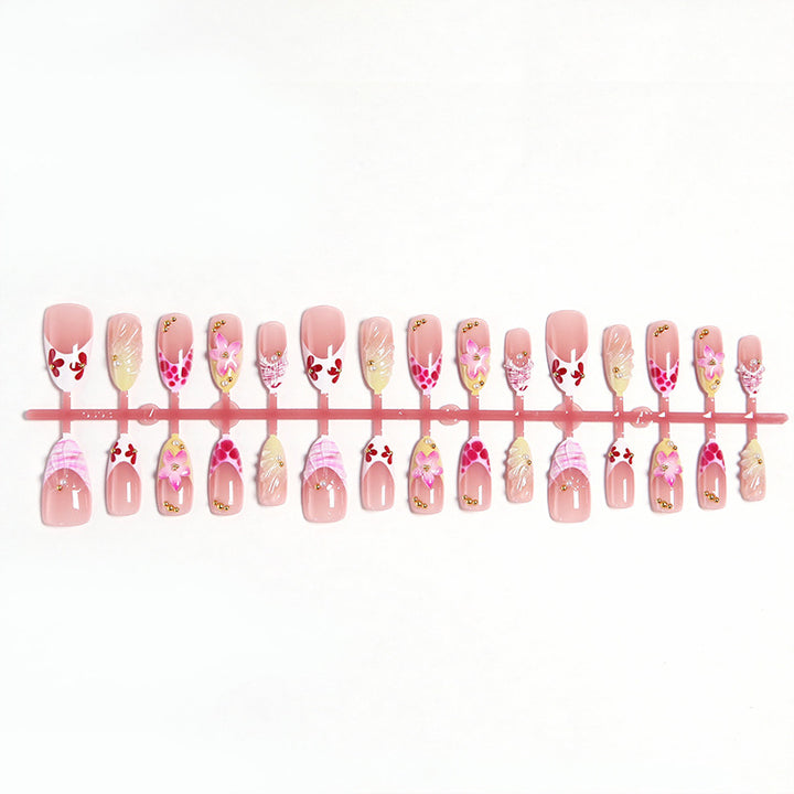 Artificial Nail Set with Floral and Glamorous Decorations Bowlift