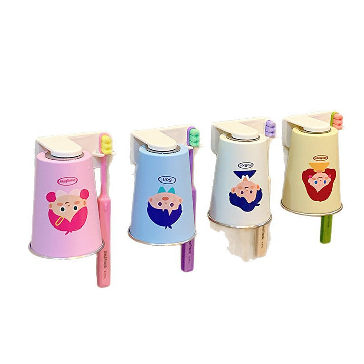 Wall-mounted toothbrush holder with funny cartoon design Bowlift