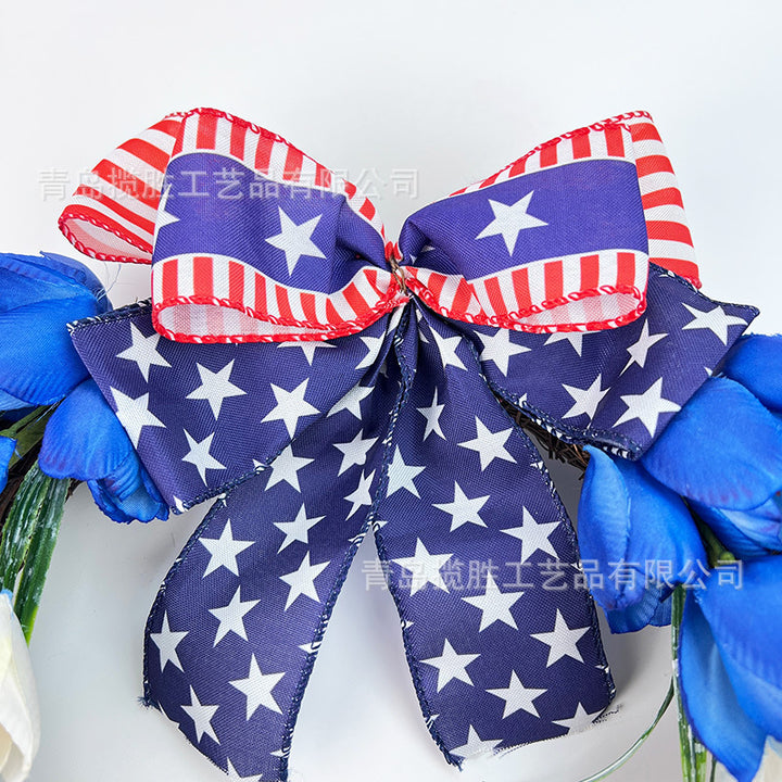 Unisex nan patriotic tulip grapevine door wreath with decorative bow Bowlift