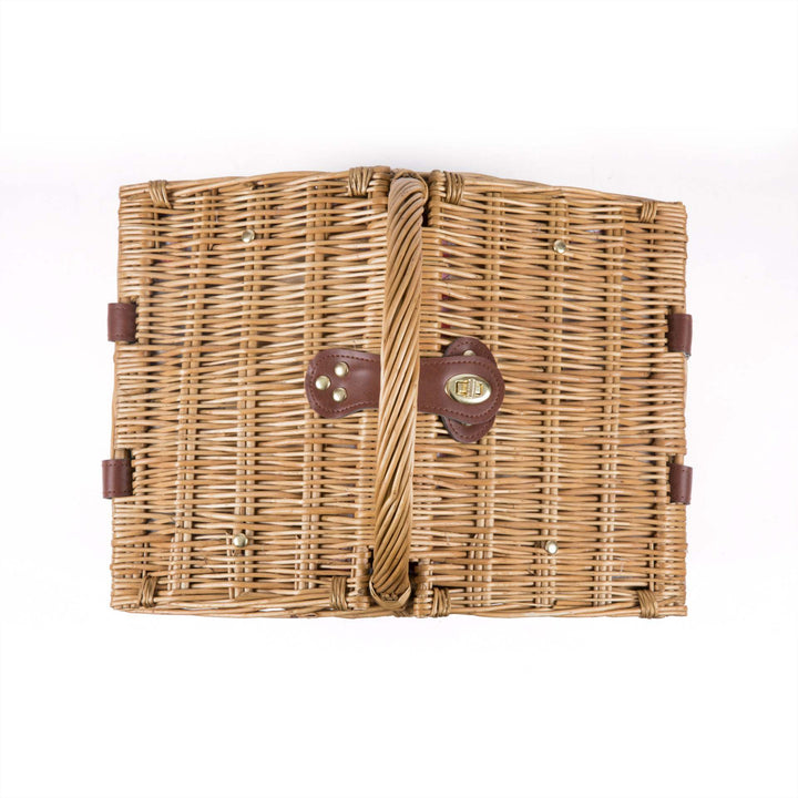 Women's picnic basket with integrated dish set and sturdy carrying handles Bowlift