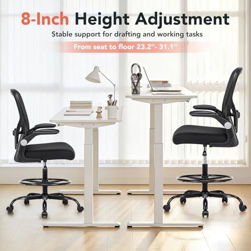 Space-Saving Flip-Up Arm Office Chair Bowlift