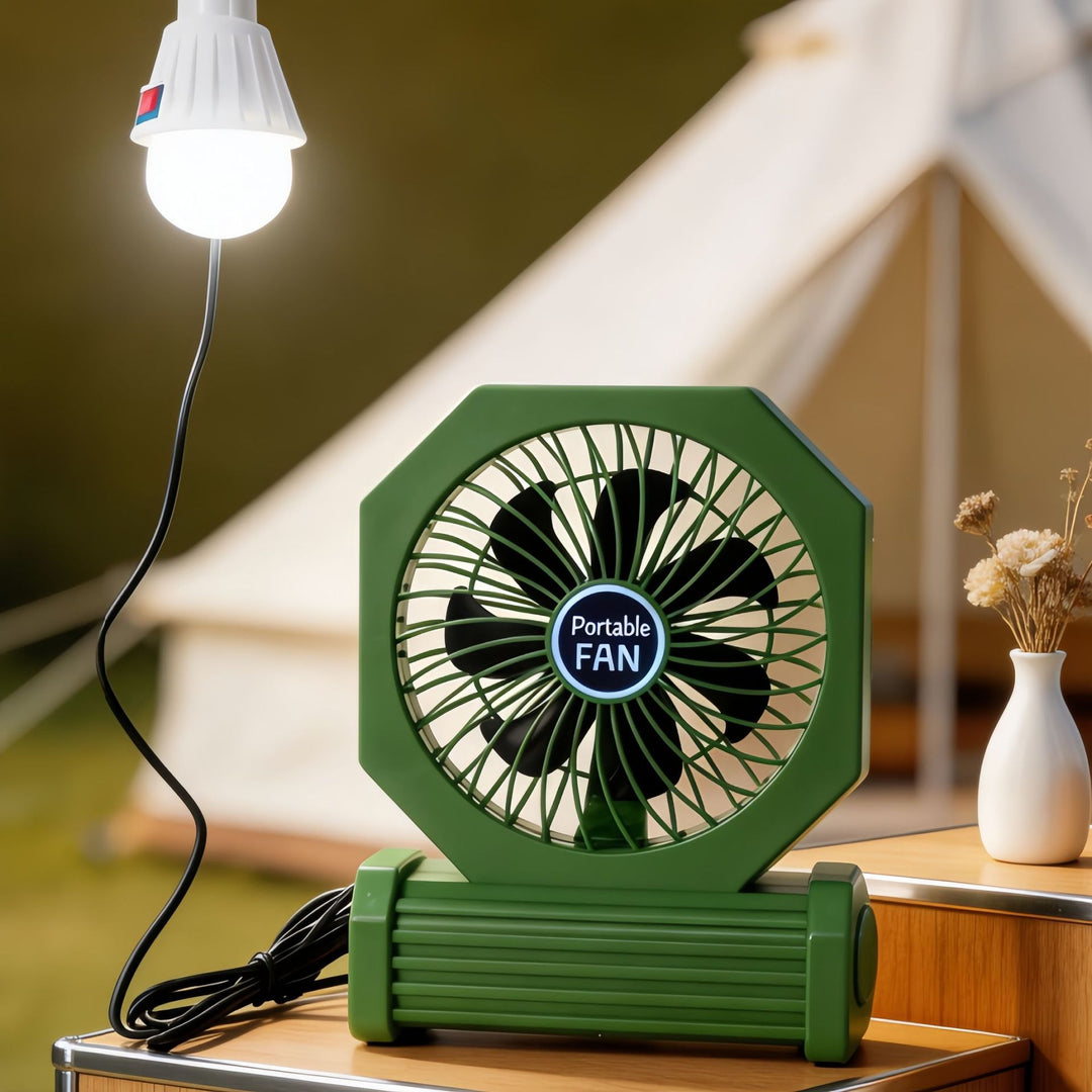 Ladies Portable Table Fan with USB Connection and an Elegant Wooden Base Bowlift